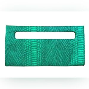 Vintage Giannini Green Faux Leather and Snake Skin Clutch